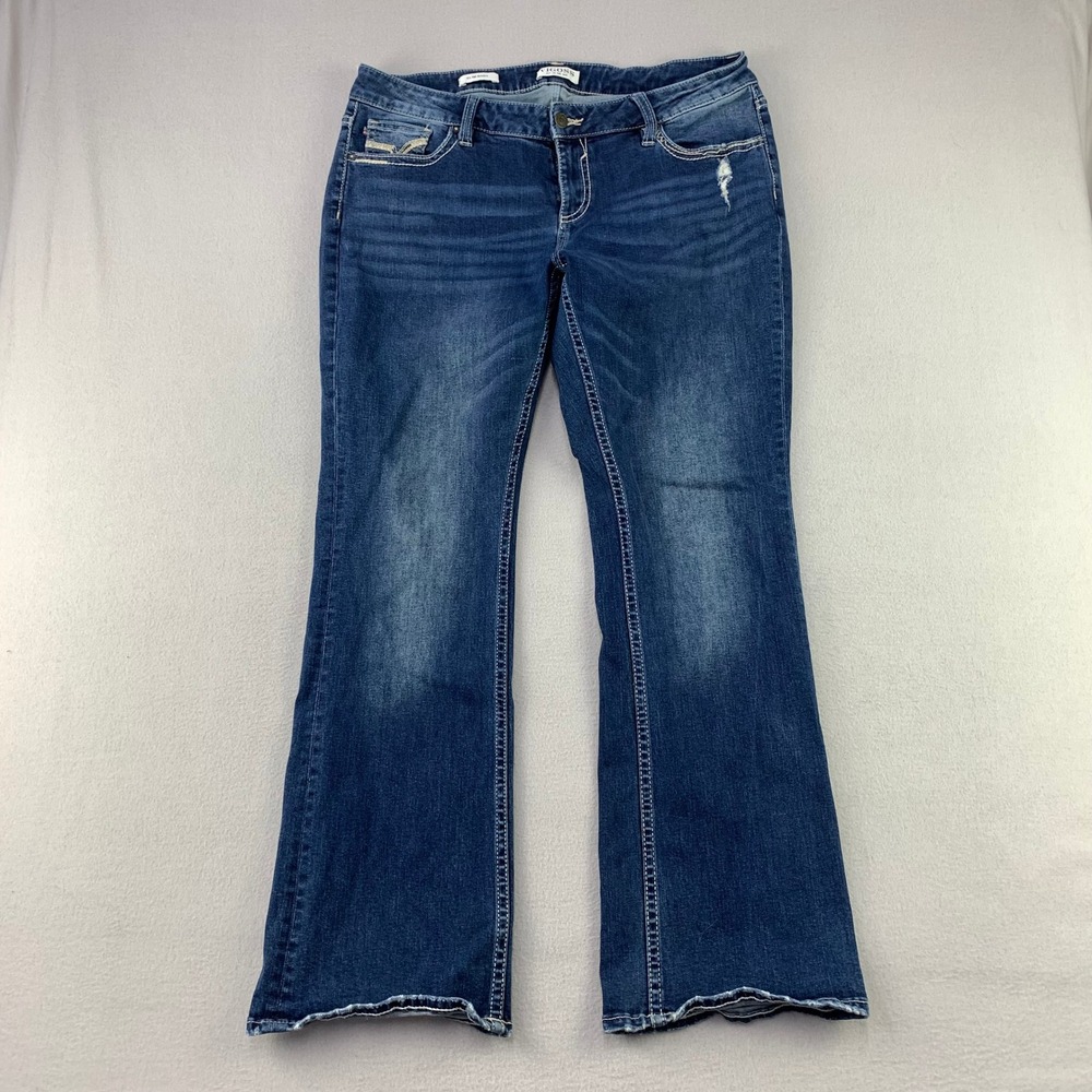 Vigoss Slim Boot Jeans Women 16 Blue Denim Distressed Stretch Western Mid Rise